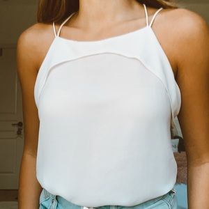 ⚡️White Chiffon Tank Top w/ Ruffle⚡️